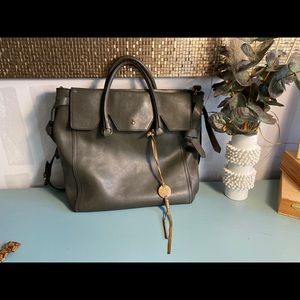 Madewell tote and tag green leather